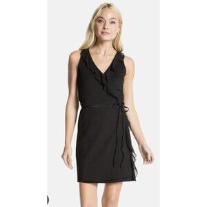 CHLOE COLETTE Bliss Wrap Mini Dress Vest black ruffle Size M Goth Luxe Styling